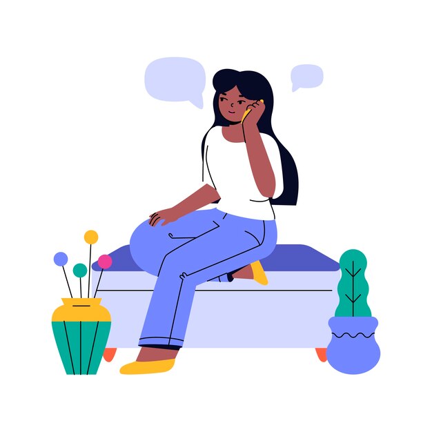 打电话的人交流沟通扁平插画