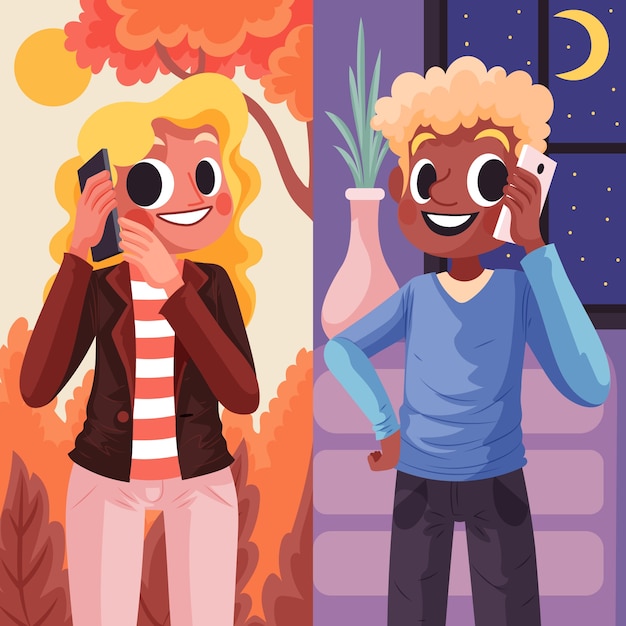 打电话的人交流沟通扁平插画