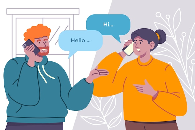 打电话的人交流沟通扁平插画