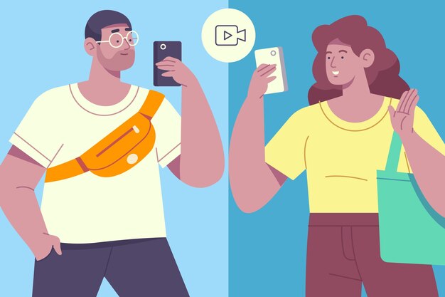 打电话的人交流沟通扁平插画