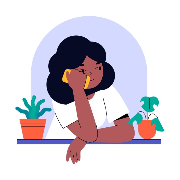 打电话的人交流沟通扁平插画