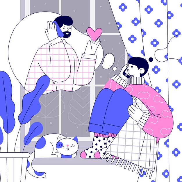 打电话的人交流沟通扁平插画