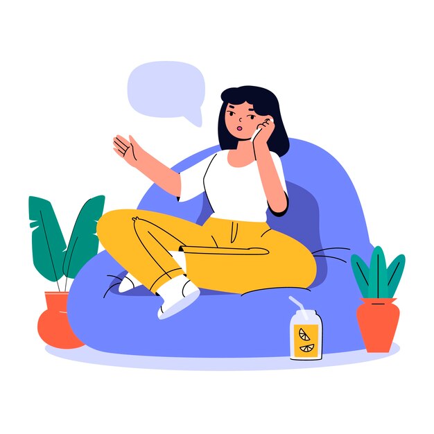 打电话的人交流沟通扁平插画