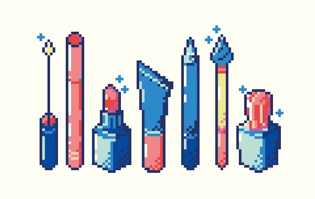 像素风格化妆品插画