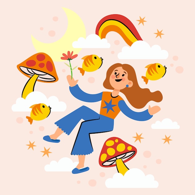 梦境梦幻人物插画