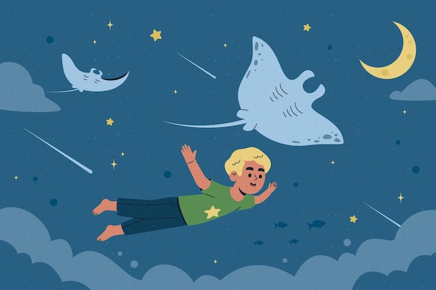 梦境梦幻人物插画