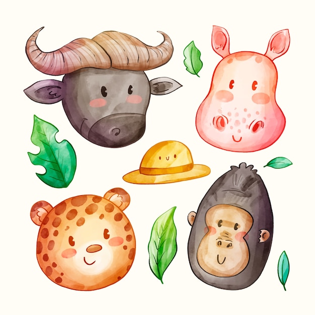 水彩风格猩猩动物插画