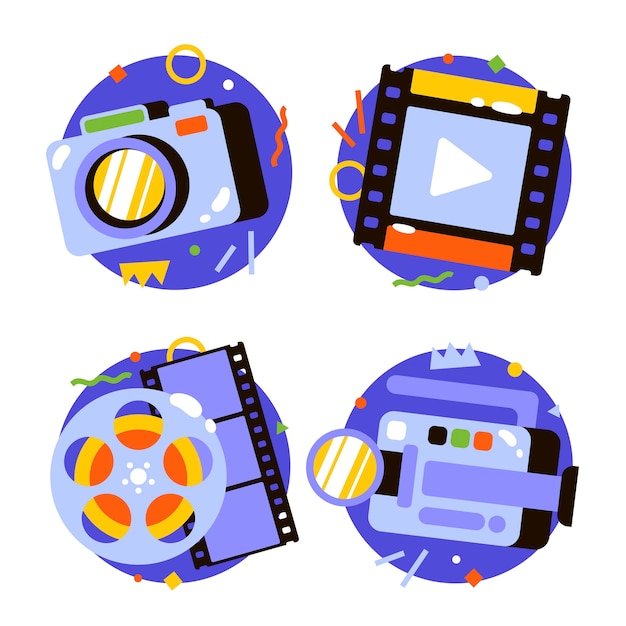 照相机电影放映机插画