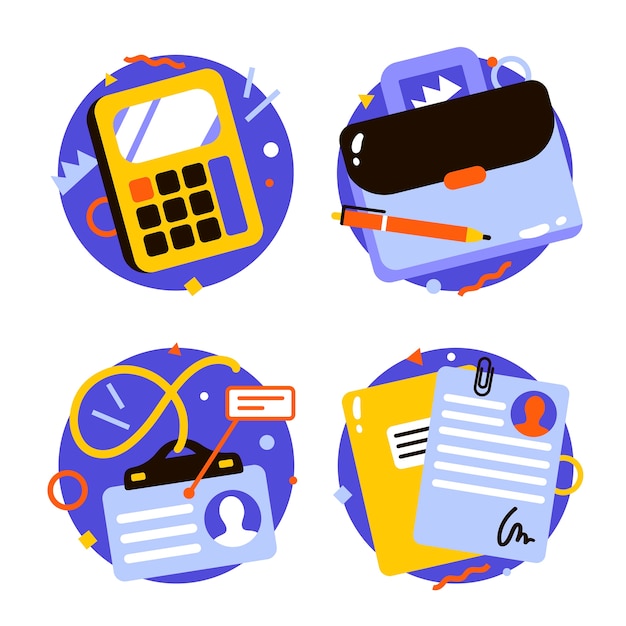 计算器工牌简历工作用品插画