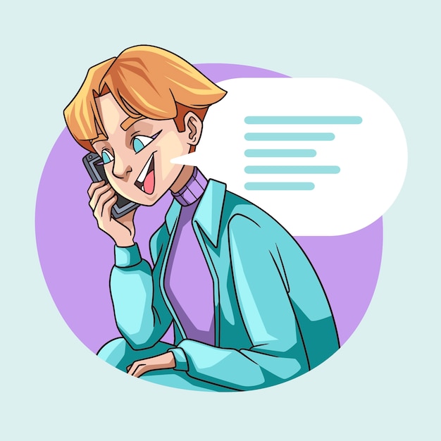 打电话交流沟通人物插画