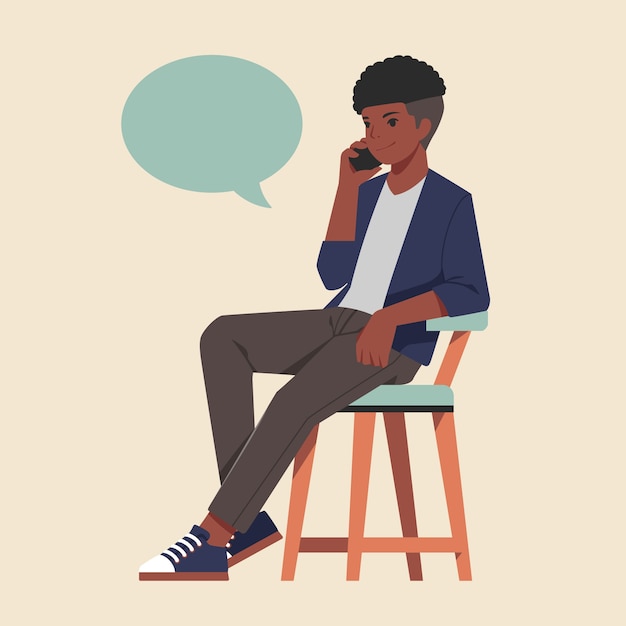 打电话交流沟通人物插画