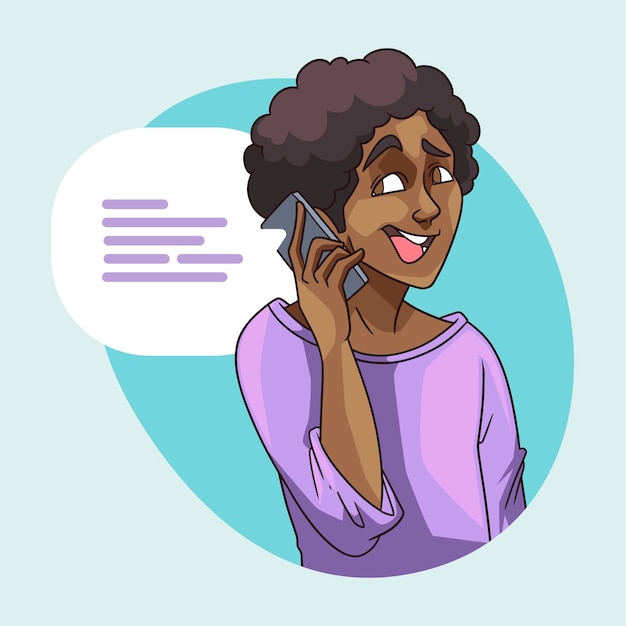 打电话交流沟通人物插画