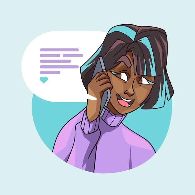 打电话交流沟通人物插画