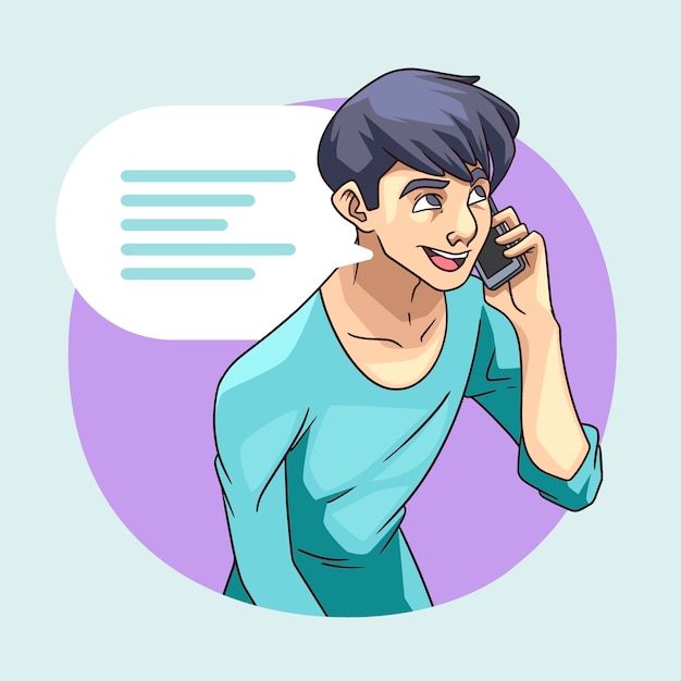 打电话交流沟通人物插画