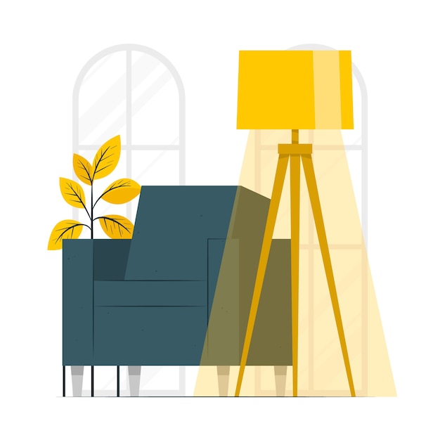 落地灯沙发插画