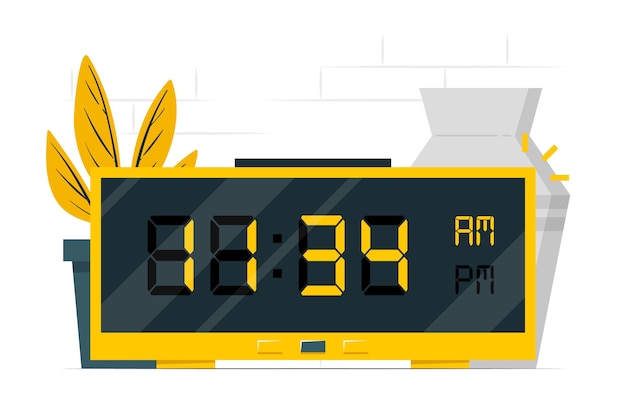 电子时钟盆栽插画
