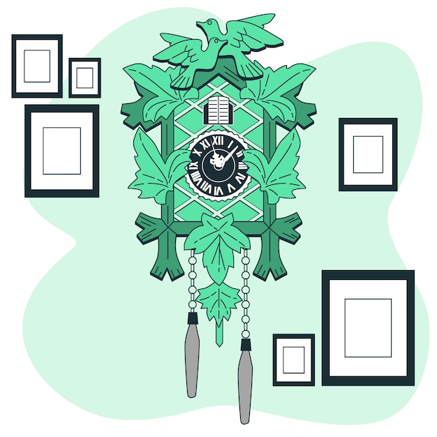 布谷鸟时钟插画