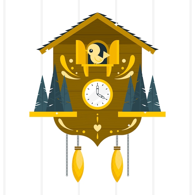 布谷鸟时钟插画