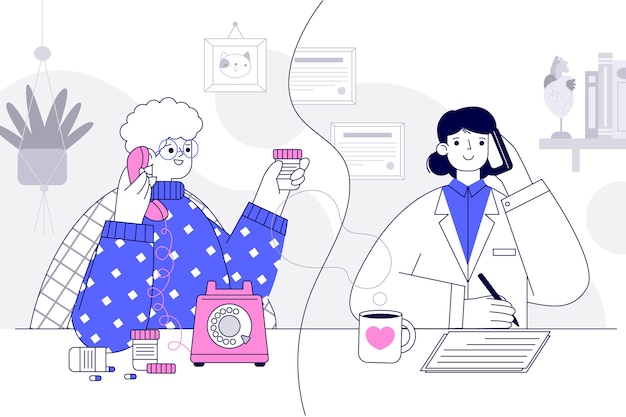 打电话交流交谈沟通插画