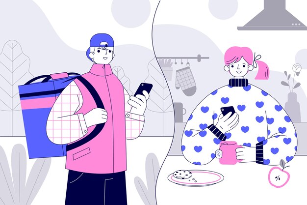 打电话交流交谈沟通插画