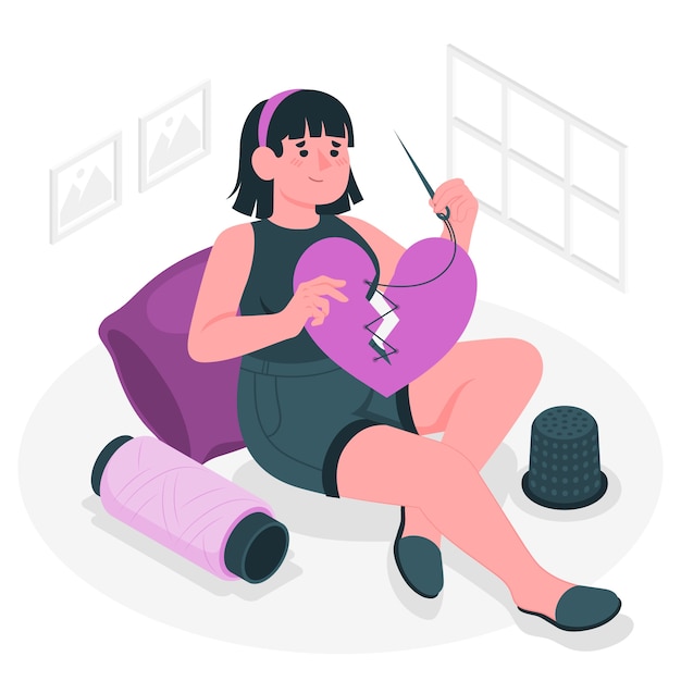 治愈破碎的心自我疗愈插画