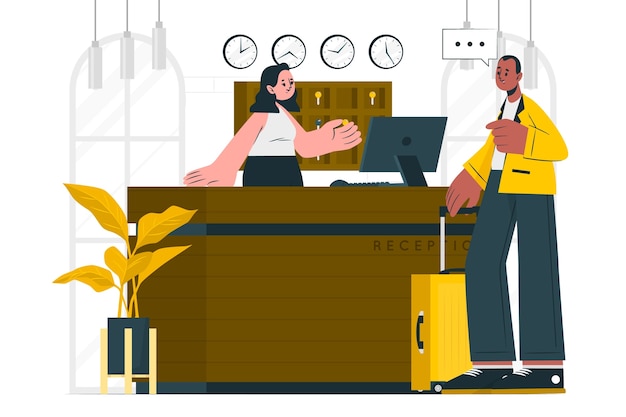 酒店接待插画