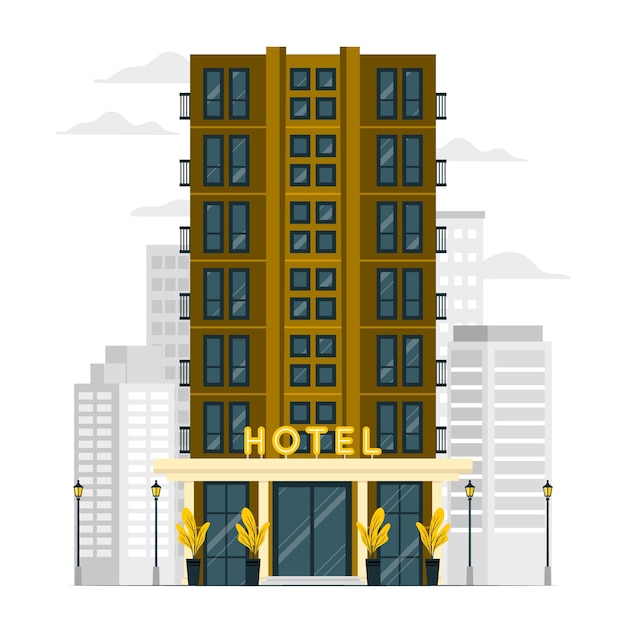 酒店建筑大楼插画