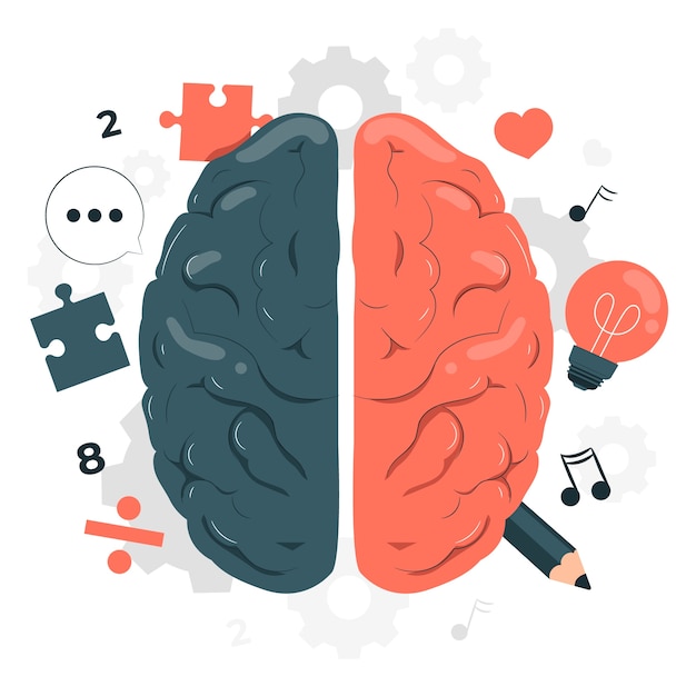大脑功能扁平插画