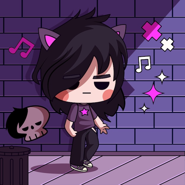 手绘年轻叛逆少年表情包卡通插画