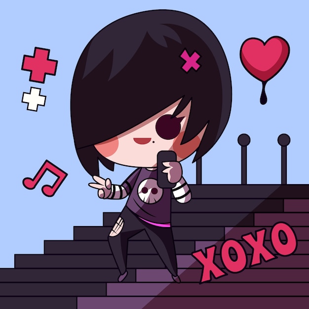 手绘年轻叛逆少年表情包卡通插画