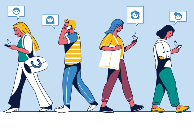 打电话交流沟通人物插画