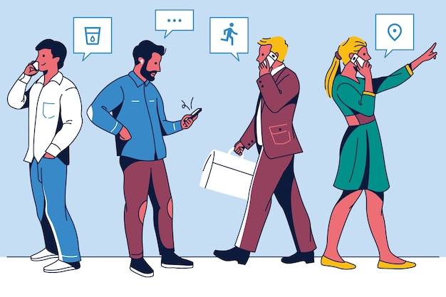 打电话交流沟通人物插画