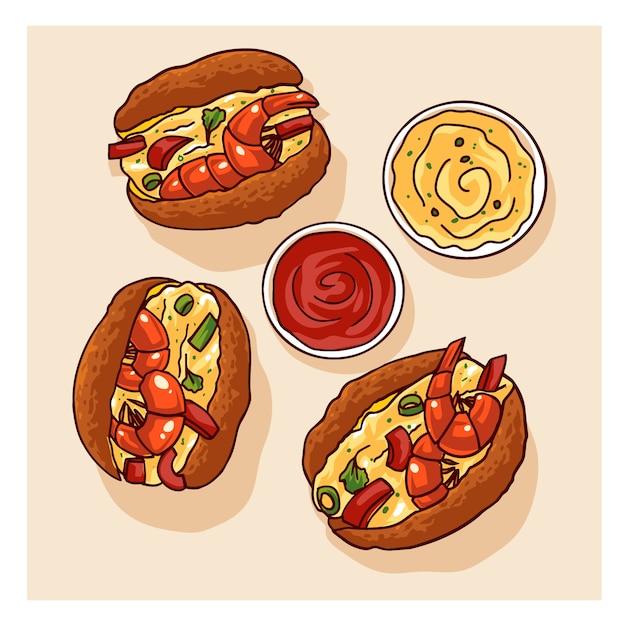 巴西美食油炸饼插画