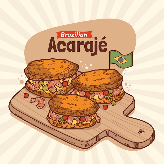 巴西美食油炸饼插画