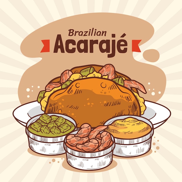 巴西美食油炸饼插画