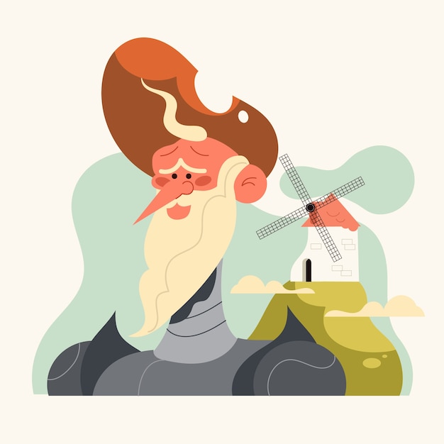 手绘唐吉诃德插画