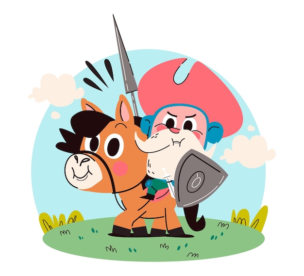 手绘唐吉诃德插画