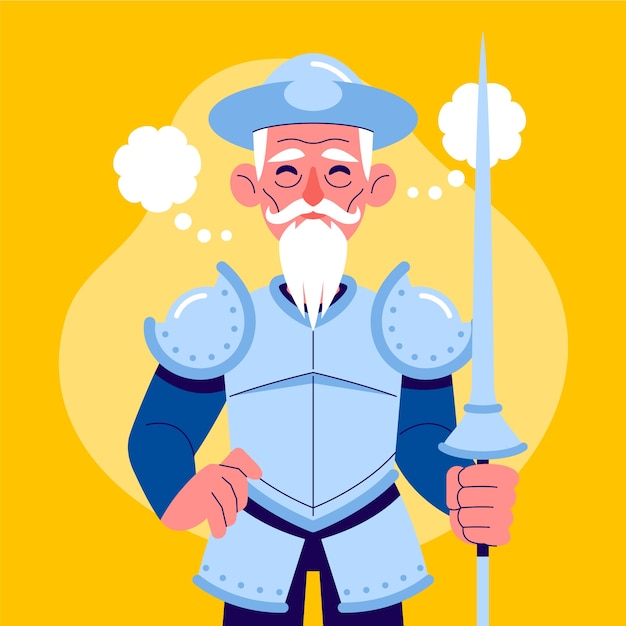 手绘唐吉诃德插画