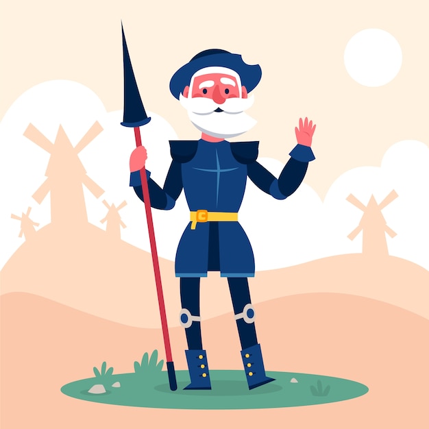 手绘唐吉诃德插画