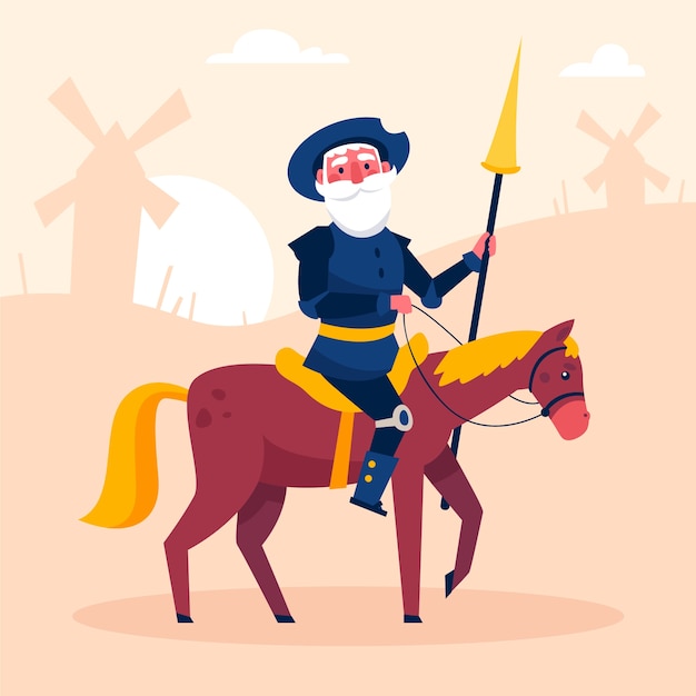 手绘唐吉诃德插画