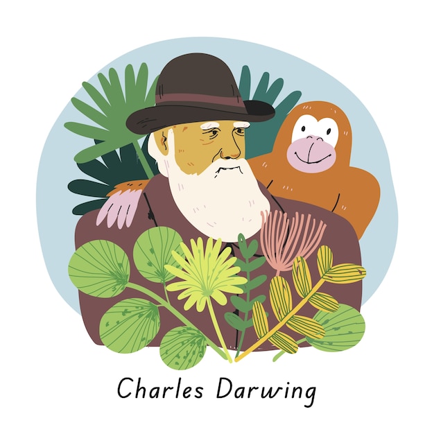 手绘达尔文插画