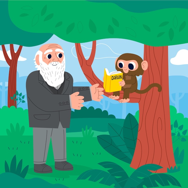 手绘达尔文插画