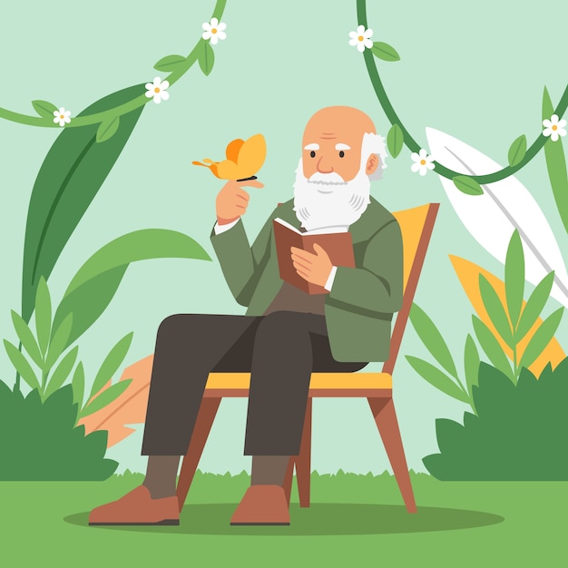 手绘达尔文插画