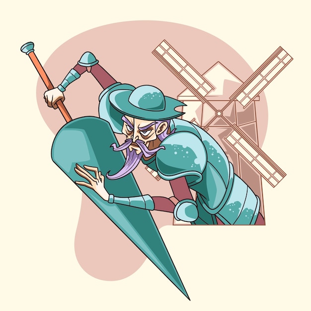 手绘唐吉诃德插画