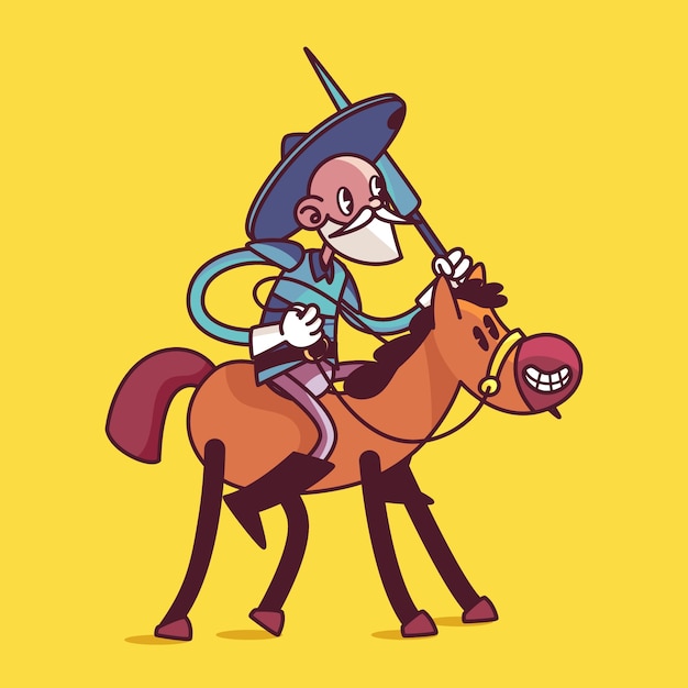 手绘唐吉诃德插画