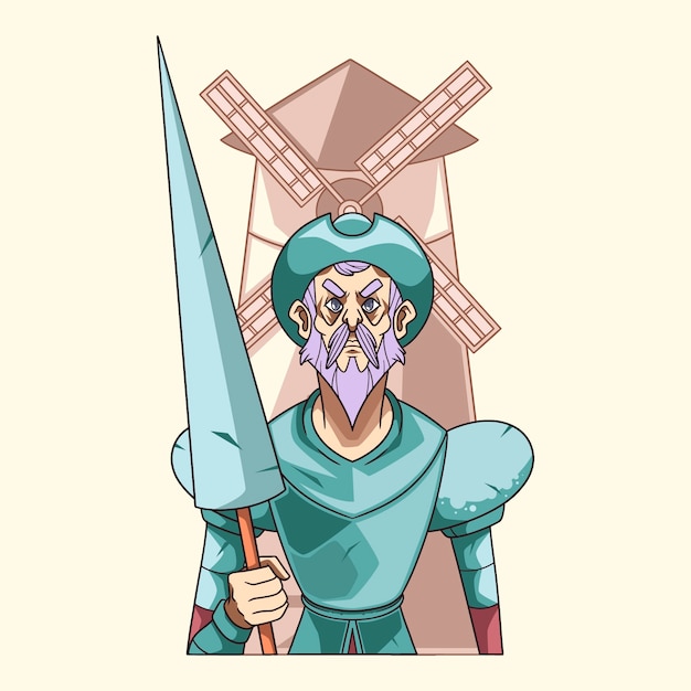 手绘唐吉诃德插画