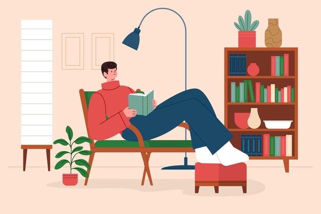 看书的男人插画