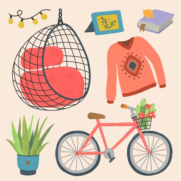 手绘自行车毛衣插画