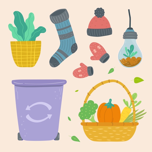 手绘袜子手套帽子插画