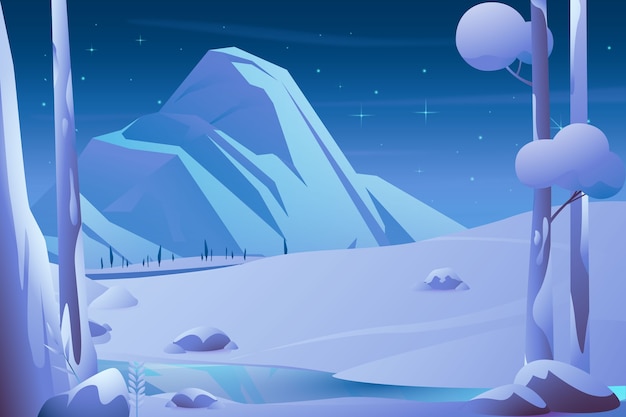 冬季风景雪景插画